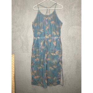 Prana womens L sleeveless synch waist midi dress outdoors organic cotton floral